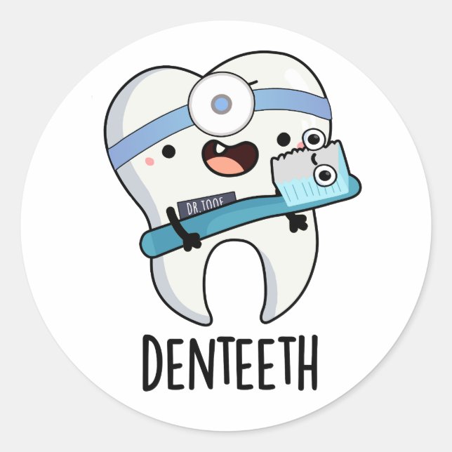 Sticker Rond Denteeth Funny Dents Pun (Devant)