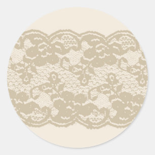 Sticker Rond Dentelle beige