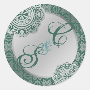 Sticker Rond Dentelle d'argent Arabesque, collant souvenir mono