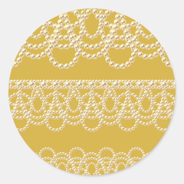 Sticker Rond Dentelle et perles d'or (Devant)