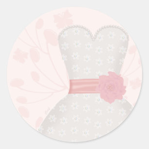 Sticker Rond Dentelle Mariage Gown et papillon