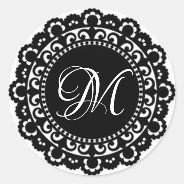 Sticker Rond Dentelle monogramme (Devant)