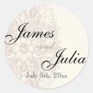 Sticker Rond Dentelle vintage - Sceau Mariage