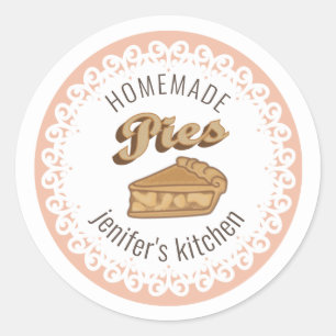 Sticker Rond dentelle vintage typographie des tartes faites mai