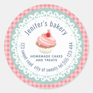 Sticker Rond Dentelles servies en dentelle fait maison cupcakes