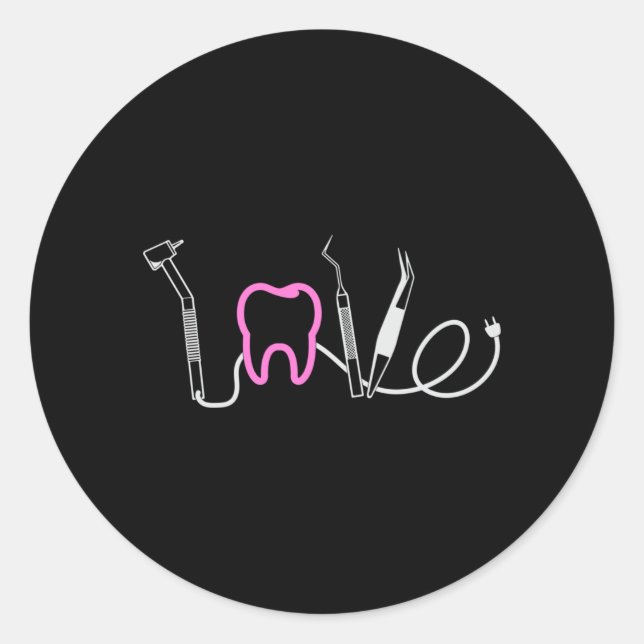 Sticker Rond Dentist Dents Dental Love Dental Dental Dental Den (Devant)