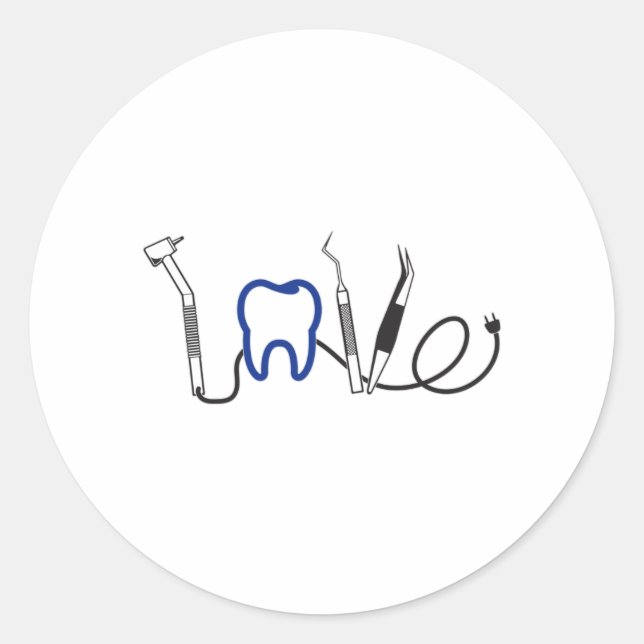Sticker Rond Dentist Dents Dental Love Dental LoveTooth Love Fu (Devant)