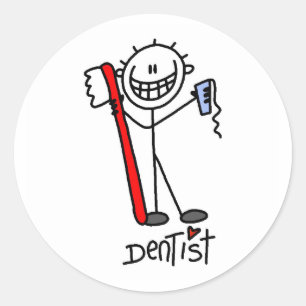 Sticker Rond Dentiste Bonhomme Allumette