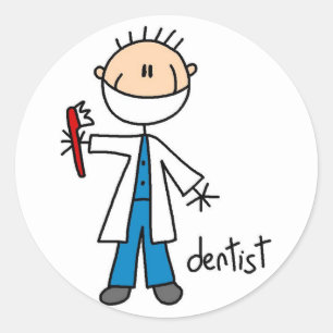 Sticker Rond Dentiste Bonhomme Allumette