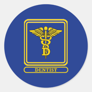 Sticker Rond Dentiste Caduceus