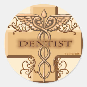 Sticker Rond Dentiste Cross Caduceus