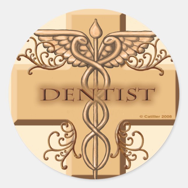 Sticker Rond Dentiste Cross Caduceus (Devant)
