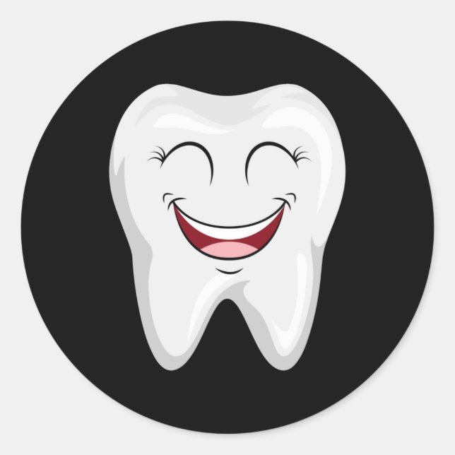 Sticker Rond Dentiste Dents Dental Docteur Dentaire Dent Dos Dr (Devant)