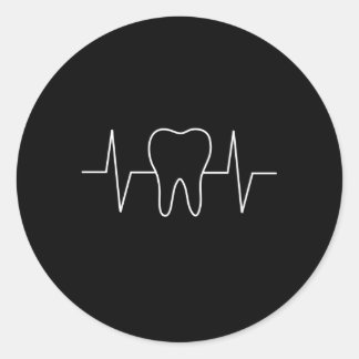 Sticker Rond Dentiste Hebeat Ekg Dental Hygienist Molar Tooth