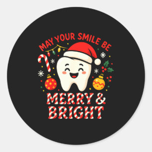Sticker Rond Dentiste Joyeux Noël Que Votre Sourire Soit Joyeux