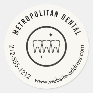 Sticker Rond Dentiste moderne dents noir logo ivoire