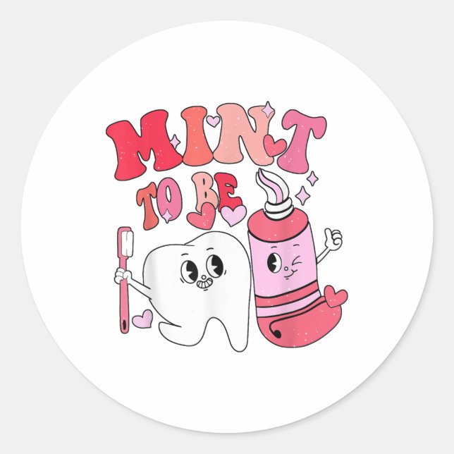 Sticker Rond Dentiste Valentine Mint À Être Brosse Dent (Devant)