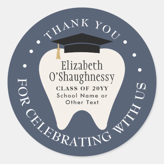 Sticker Rond  Dentistry School Tooth Graduation Thank You (Devant)