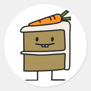 Sticker Rond Dents de lapin de tranche de gâteau à la carotte