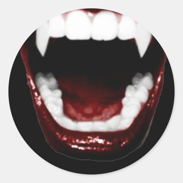 Sticker Rond "Dents de vampire" (Devant)