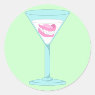 Sticker Rond Dentures Faux dents Martini