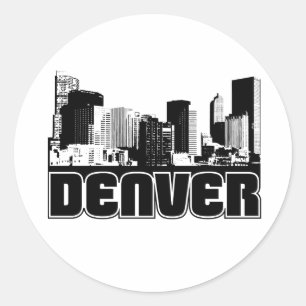 Sticker Rond Denver Skyline