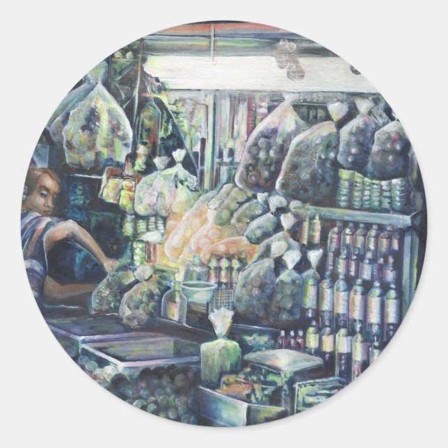 Sticker Rond Déplacé l'objectif. Singapour (Devant)