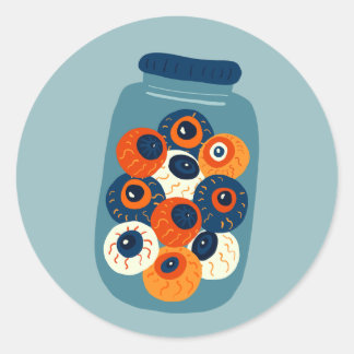 Sticker Rond déplaisant bleu halloween yeux de sorcière eyeball