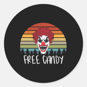 Sticker Rond Déplaisant Clown Vintage Rétro Effrayant Mal Horre