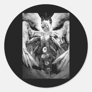 Sticker Rond Déplaisant Manga Biblique Angel Effrayant Yeux Hor