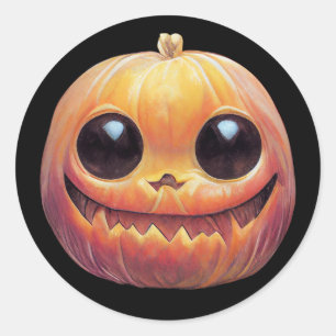 Sticker Rond Déplaisant Mare Face Citrouille Halloween