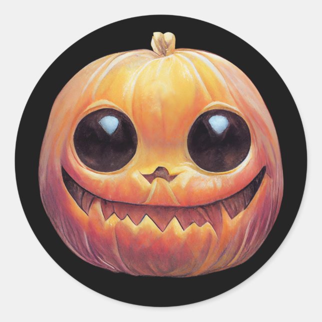Sticker Rond Déplaisant Mare Face Citrouille Halloween (Devant)
