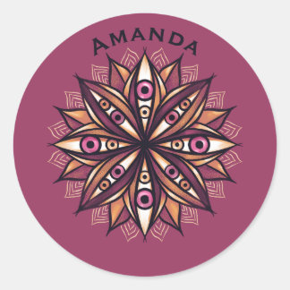 Sticker Rond Déplaisant Yeux Psychédélique Fleur Nom Trippy