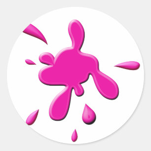 Sticker Rond Déploiement de peinture rose