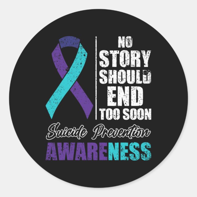 Sticker Rond Dépression suicidaire Aucune histoire ne devrait m (Devant)