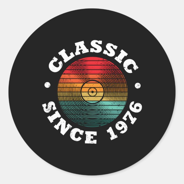Sticker Rond Depuis 1976 Vinyl Record Music (Devant)
