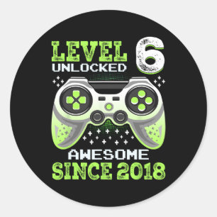 Sticker Rond Depuis 2018 Funny Vidéo Jeu 6e anniversaire
