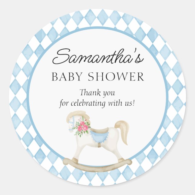 Sticker Rond Derby Race Rocking Horse Baby shower d'aquarelle (Devant)