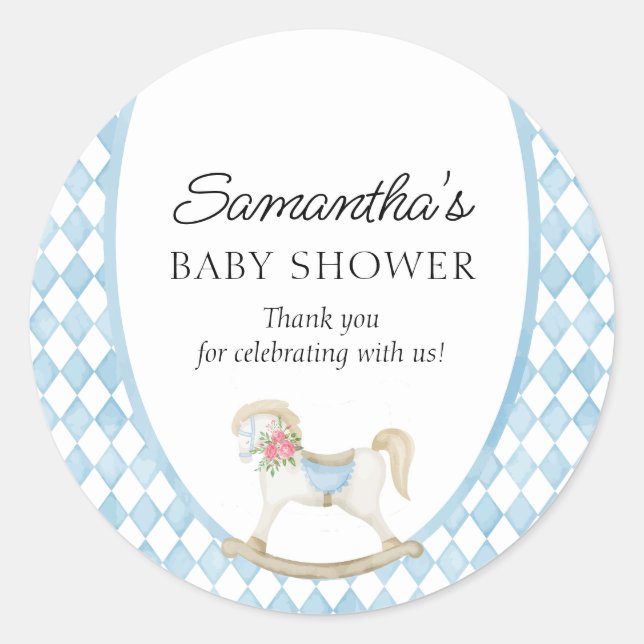 Sticker Rond Derby Race Rocking Horse Baby shower d'aquarelle (Devant)