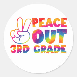 Sticker Rond Dernier jour de CM1 Tie Dye Au revoir CM1 