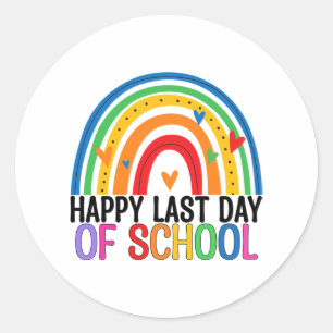 Sticker Rond Dernier Jour De L'École Etudiant Arc-En-Ciel Fin D