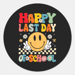 Sticker Rond Dernier Jour De Smile À L'École Super Visage Summe