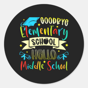 Sticker Rond Dernier jour d'école Au revoir Élémentaire Bonjour