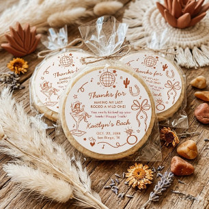 Sticker Rond Dernier Rodéo Cowgirl Disco Faveur de Fête de Bach