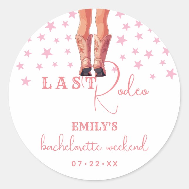 Sticker Rond Dernier Rodeo Cowgirl Week-end de bachelorette (Devant)