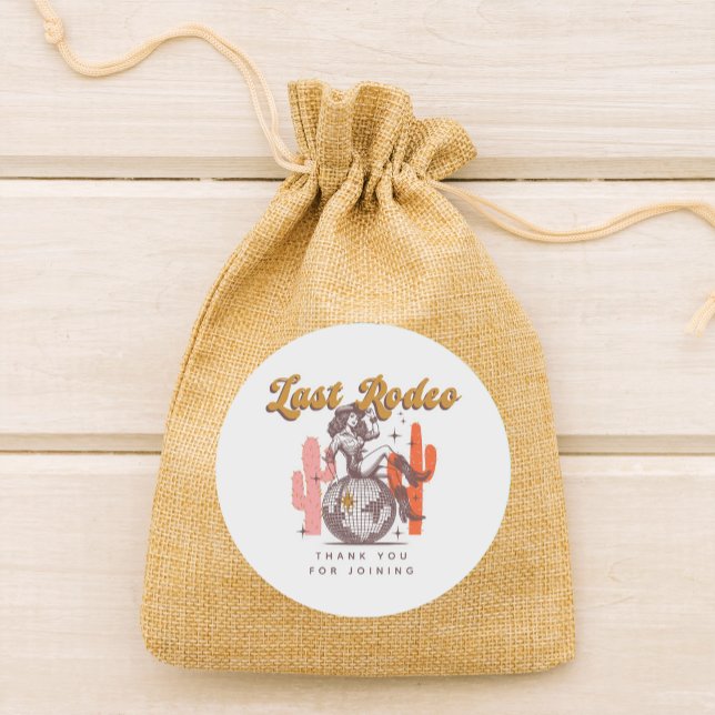 Sticker Rond Dernier Rodéo Rétro Rose Cow-Girl Enterrement de V (Créateur téléchargé)