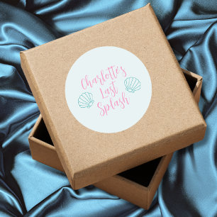 Sticker Rond Dernier Splash Seashell Beach Bachelorette Party