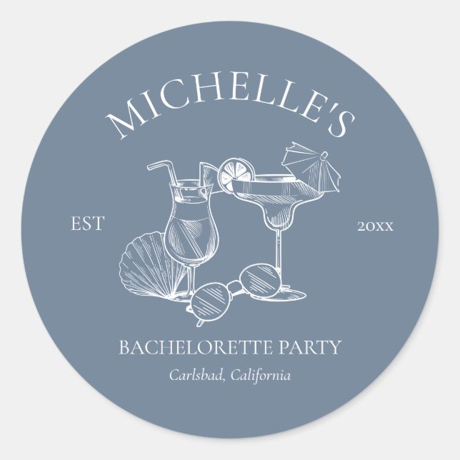 Sticker Rond Dernier Toast Sur La Côte Bachelorette Fête (Devant)