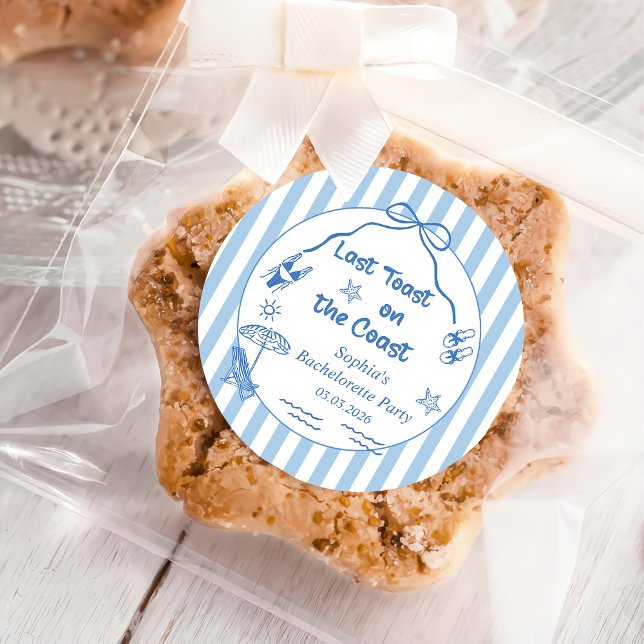 Sticker Rond Dernier Toast sur la Côte Week-end de Bachelorette (Créateur téléchargé)