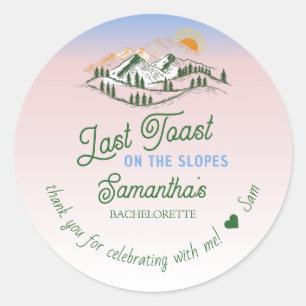 Sticker Rond Dernier Toast Sur La Pente Ski Hiver Week-end BACH